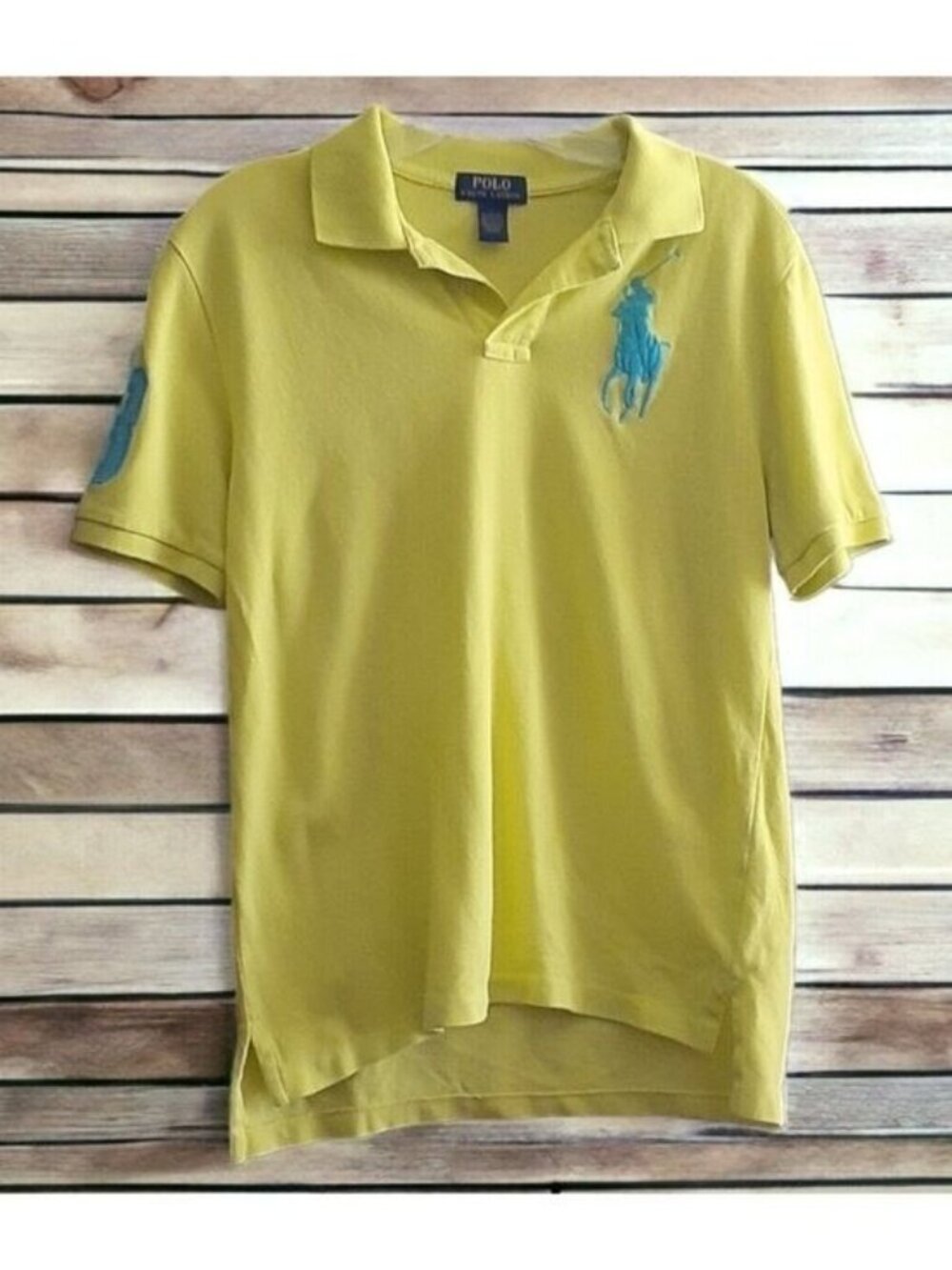 Polo Ralph Lauren Big Pony L 14/16 Short Sleeve Rugby Shirt Neon Chartreuse